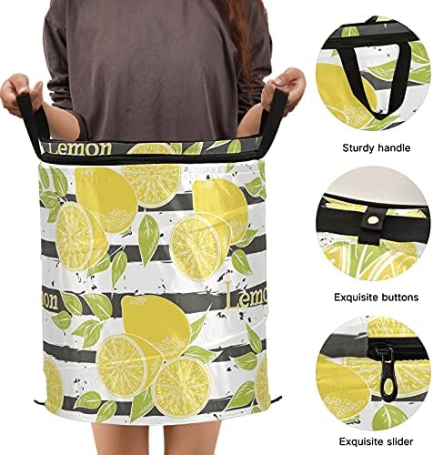 Meyve Limon Pop Up çamaşır sepeti kapaklı Katlanabilir Depolama Sepeti Katlanabilir çamaşır torbası Kamp için Kreş