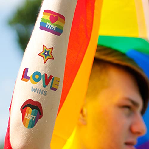 WRBJAIS 108 Pcs Gökkuşağı Geçici Dövmeler LGBTQ Lover Kalp Su Geçirmez çıkarılabilir Sticker için Gurur Gün Eşcinsel