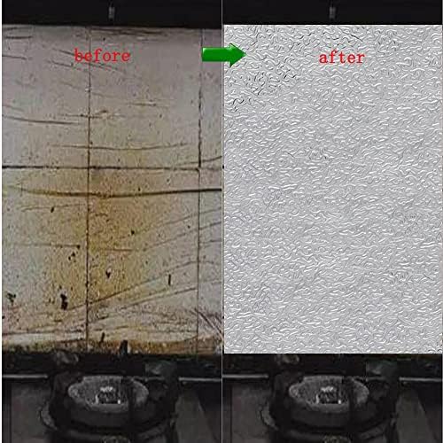 Lüks Gümüş Mutfak Backsplash İletişim Duvar Kağıdı / Kendinden Yapışkanlı Yağ Geçirmez Mutfak Alüminyum Folyo Çıkartmalar
