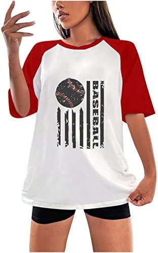 MRGIINRI beyzbol tişörtü Kadınlar için 2023 Komik beyzbol gömlekleri Yaz Moda Kısa Kollu Tee Üstleri Rahat Gevşek