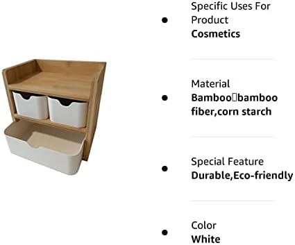 ECOBAMB Çok Amaçlı Doğa Bambu Elyaf Masaüstü Takı Kozmetik Düzenleyici, 3 Katmanlı Ev Ofis Masası Çekmece Kutusu,