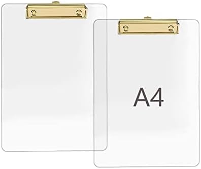 JIARI 2 Paket Şeffaf Akrilik Ofis Panosu A4 Mektup Boyutu 8.6 x 12.2 (Altın)