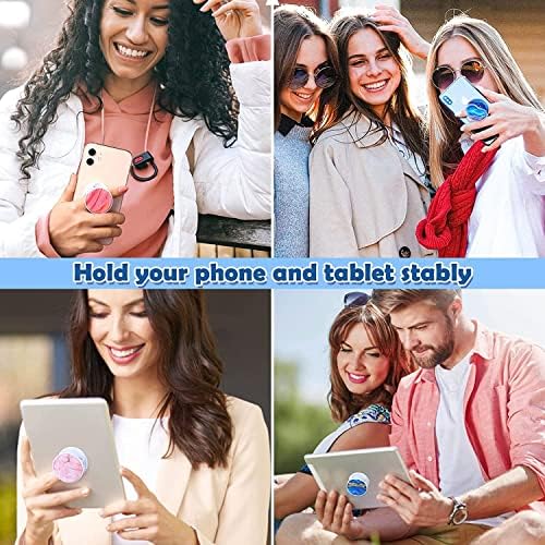 Telefonlar ve Tabletler için 6 Paket Telefon Tutacağı, Akan Mermer Doku Çok Fonksiyonlu Katlanabilir Telefon Parmak