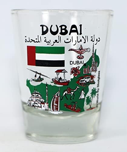 Dubai Birleşik Arap Emirlikleri (BAE) Simgesel Yapılar Kolaj Shot Glass