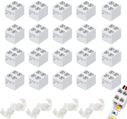 LED bant ışık konnektörleri, 8mm şerit ışıklar için 4'lü L şeklinde 2 Pinli Konektörler, Kolay kurulum için Lehimsiz