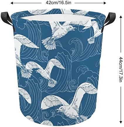 Deniz Martı Dalga çamaşır sepetleri Kolları ile Su Geçirmez Katlanabilir Yuvarlak Giysi Sepetleri Saklama Kutusu Organizatör