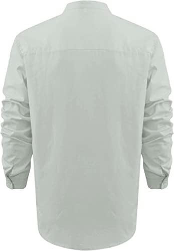 JEKE-DG V Yaka Keten Standı Yaka Hırka İş Elbiseleri Hafif Serin Düğme Aşağı Gömlek Plaj Katı Rahat Sonbahar Kıyafeti