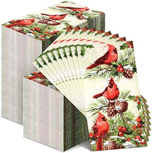 Hotop 200 Noel Peçeteler Kağıt Noel Tek Kullanımlık El HavlulArıbanyo Noel Kardinaller Konuk Kağıt Havlu Noel Dekoratif
