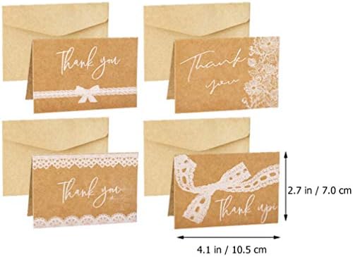 NUOBESTY Düğün Kartları 3 Torba Rustik Tebrik Kartları Kraft Teşekkür Kartları Dantel Boş Not Kartları Kartları Noel
