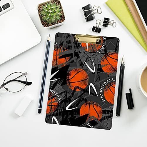 Basketbol Plastik Pano 9 x 12.5 Akrilik Clipboards ile Düşük Profil Klip A4 Mektup Boyutu Ağır Kurulu Ofis Sınıf Öğretmenleri