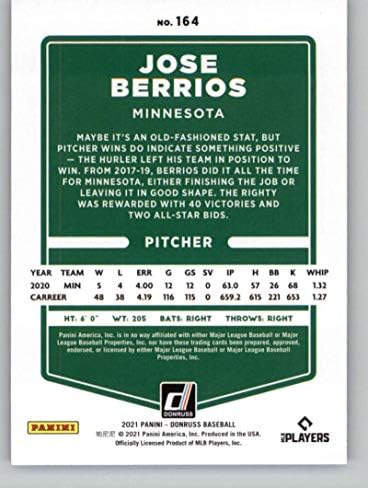 2021 Donruss Holo Mor 164 Jose Berrios Minnesota Twins Beyzbol Ticaret Kartı