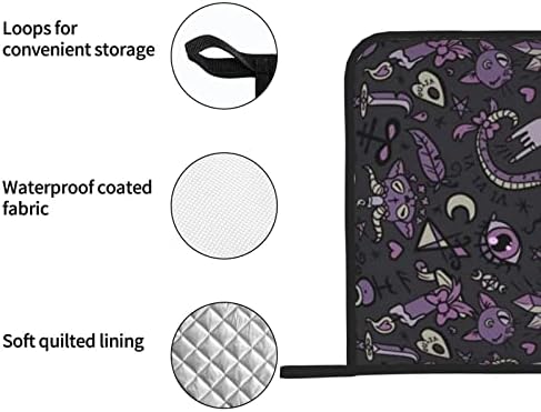 Mor Siyah Goth Spooky 2 Paket tencere tutucular Mutfak ısıya Dayanıklı tencere tutucular Setleri Fırın Sıcak Pedleri