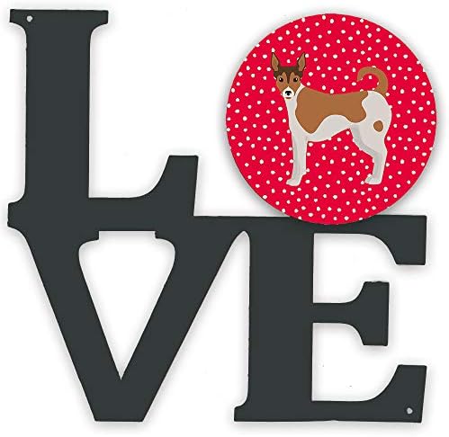 Caroline'ın Hazineleri CK5896WALV Tenterfield Terrier Aşk Metal Duvar Resmi Aşk, Kırmızı,