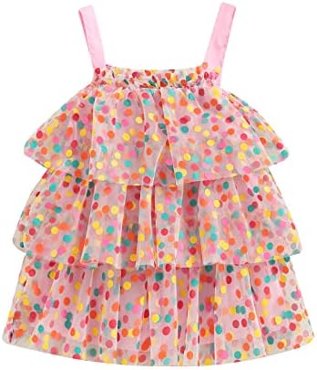 Toddler Bebek Kız Polka Dot 3 Katmanlı Tül Tutu Elbise Kabarık Prenses doğum günü elbiseleri yaz giysileri