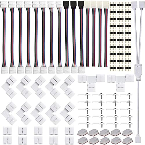 NİSİCO LED ışık şeridi Konektör Kitleri, 5050 RGB LED Şerit ışığı için 4 Pinli Konektörler, LED Şerit için 10mm Lehimsiz