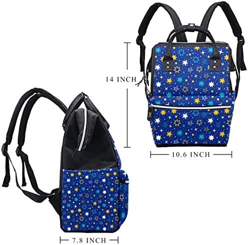 Tam Sarı Beyaz Yıldız Mavi Arka Plan bebek bezi çantası Sırt Çantası Bebek Bezi Değiştirme Çantaları Çok Fonksiyonlu