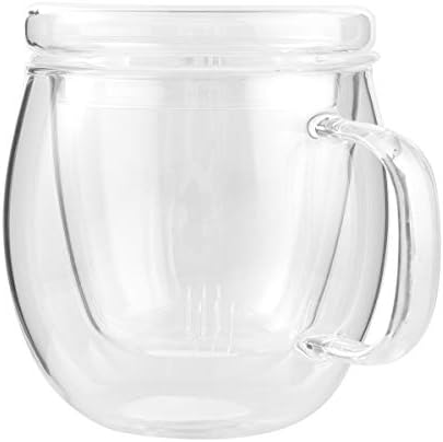 DOITOOL çay cam kupa Basit Pürüzsüz ıçme suyu su ısıtıcısı çay filtreli fincan kapaklı şişe Ofis ıçin (Şeffaf)