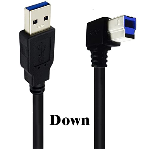 Traovıen USB 3.0 Yazıcı Kablosu, USB 3.0 Tip A Erkek Tip B Erkek Fiş Yazıcı için 90 Derece Yüksek Hızlı Yazıcı Kablosu,Monitör,