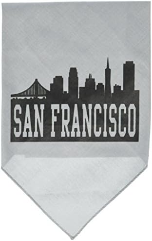 Mirage Evcil Hayvan Ürünleri San Francisco Skyline Serigrafi Bandana, Küçük, Gri