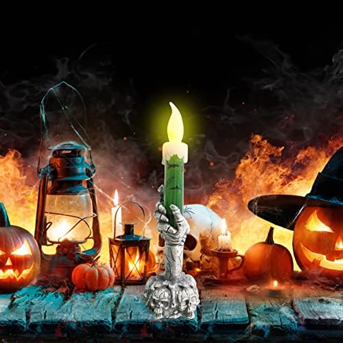 1 Adet Cadılar bayramı mumluk ışık iskelet el mum ışığı mum dekoratif iskelet alevsiz lamba cadılar bayramı partisi