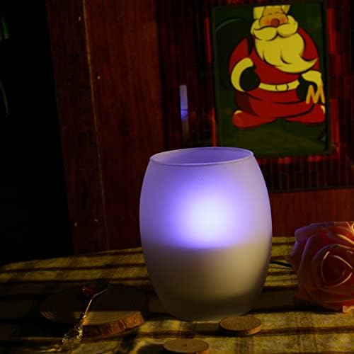 Buzlu Cam Mumluk ile Alevsiz LED Renk Değiştiren Mum Titrek Elektrik pili Powered kumandalı mum ışığı Ev Partisi Tatil
