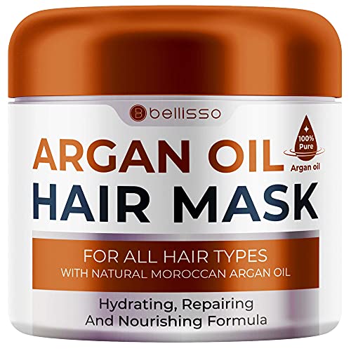 BELLİSSO Fas Argan Yağı Saç Maskesi-Hasarlı Kuru Saçlar ve Saç Derisi Masajı ve ıslak Şampuan Fırçası için Derin Nemlendirici