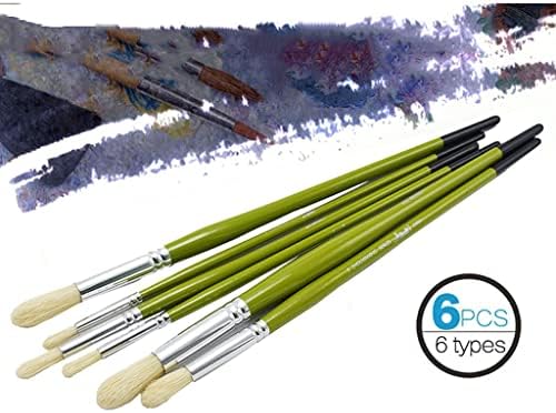 LXXSH 6 adet/takım Yuvarlak Kafa Yele yağlı boya kalemi Seti Fırça Tepe Sanat Malzemeleri Fırça Seti Çizim Sanat Malzemeleri
