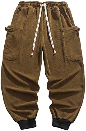 MIASHUI Açık Ev Erkek Sonbahar ve Kış Sıcak Gevşek Pantolon Rahat Düz Renk Cep Geniş Bacak Pantolon Streç Chinos Erkekler