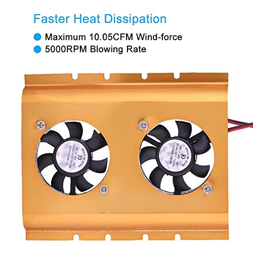 ASHATA HDD çift Fan soğutma soğutucu, 3.5 sabit disk sürücüsü Fan soğutma soğutucu altın sesi, hızlı ısı dağılımı