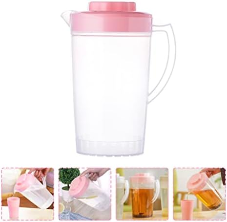 Tofficu Cam Sürahi 2 Adet Plastik Ölçüm Sürahi çay kapaklı tencere 2000 ml şeffaf soğuk su ısıtıcısı soğuk çay su