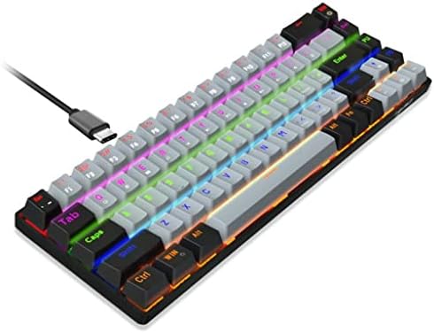 MJWDP Çift Renkli RGB 68 Anahtar Mekanik Klavye USB Kablolu Led Mavi/kırmızı Eksen Arkadan Aydınlatmalı Oyun Mekanik