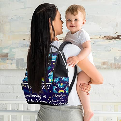 Mavi Karikatür Tek Boynuzlu At Yıldız bebek bezi çantası Sırt Çantası Bebek Bezi Değiştirme Çantaları Çok Fonksiyonlu