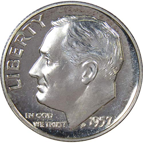 1957 Roosevelt Kuruş Seçim Geçirmez 90 % Gümüş 10c ABD Sikke Tahsil
