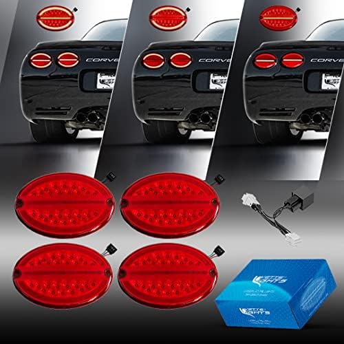 Vette ışıkları 1997-2004 C5 Corvette kırmızı Lens G3 lazer LED park lambaları W/Hiper flaş kablo demeti