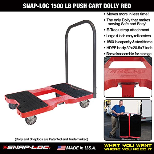 Çelik Çerçeve, 4 inç Tekerlekler, İtme Çubuğu ve İsteğe Bağlı E-Kayış Eki ile SNAP-LOC 1500 LB İtme arabası Dolly