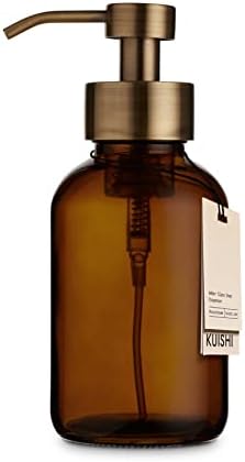 Kuıshı Amber Cam Köpük Sıvı Sabunluk Altın Pompası, 18oz sabun şişesi, UV Koruyucu Amber Cam Kap