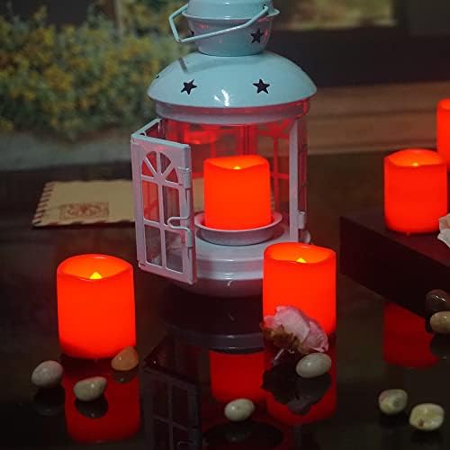 6 Paket Alevsiz Kırmızı Tealights Uzun Ömürlü Pille Çalışan LED Adak Mumları Titrek Elektrikli Sahte Düğün, Cadılar