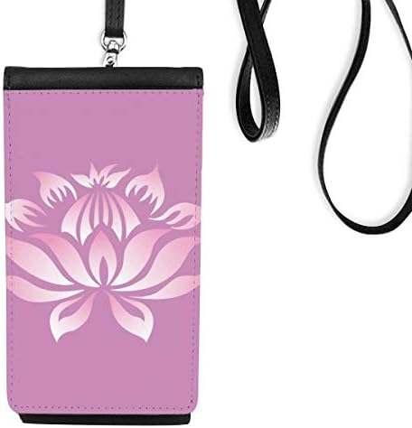 Bitki Çiçek Lotus Çiçek Pembe Desen Telefon cüzdan çanta asılı Cep Kılıfı siyah cep