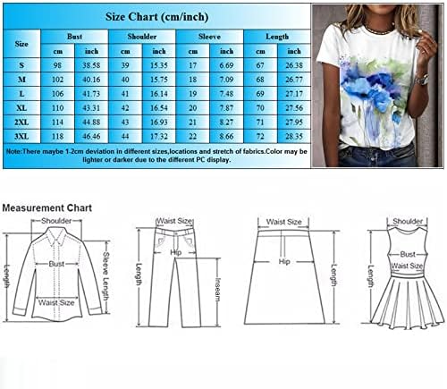 Adpan Tunik Üstleri Kadınlar için Gevşek fit Bayan Kısa Kollu Crewneck Gömlek Gevşek Casual Tee T-Shirt Spandex Tee