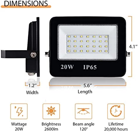 RFPP LED sel ışık,5ft ABD fiş kablosu ile 20W, hareket sensörü ile 120V güvenlik ışıkları dış lamba Su geçirmez 5000K