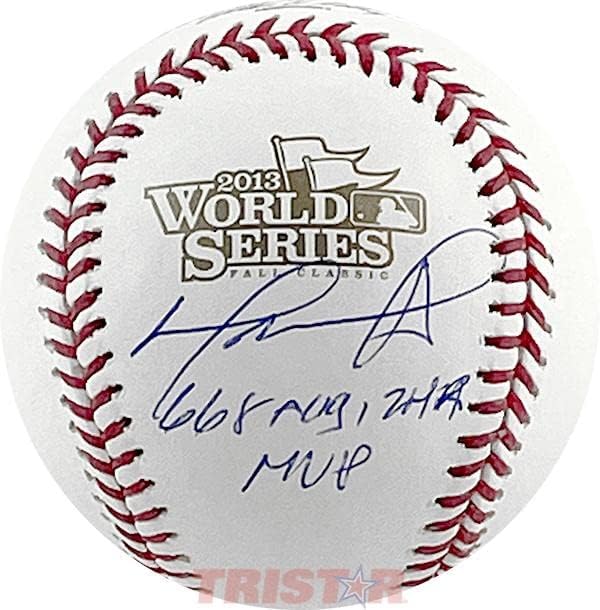 David Ortiz İmzalı 2013 Dünya Serisi Beyzbol Yazılı 668 Ortalama, 2 SAAT, MVP İmzalı Beyzbol Topları