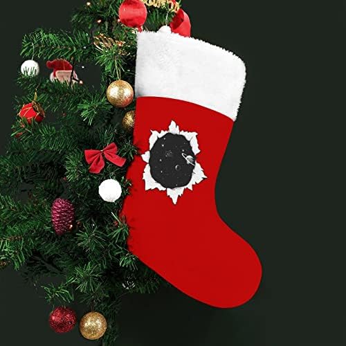 Delik Uzay Noel Çorap Kırmızı Kadife Beyaz Şeker Çanta Noel Süslemeleri ve Aile Parti Aksesuarı