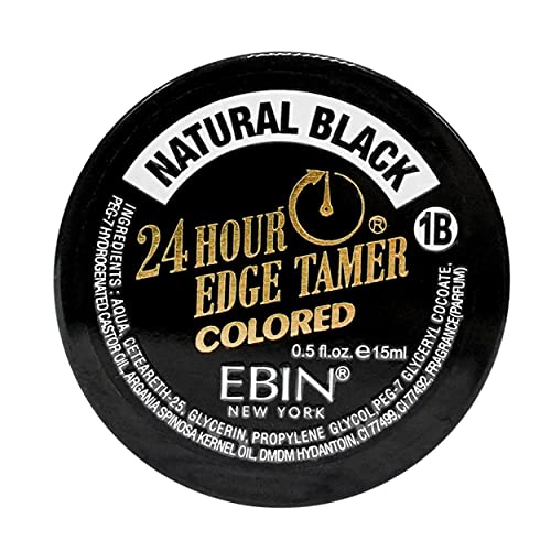 EBIN NEW YORK 24 Saat Renkli Kenar Tamer 3 paket-0.5 Oz, Doğal Siyah, Pullanma Yok, Kalıntı Yok, Argan Yağı ve Hint