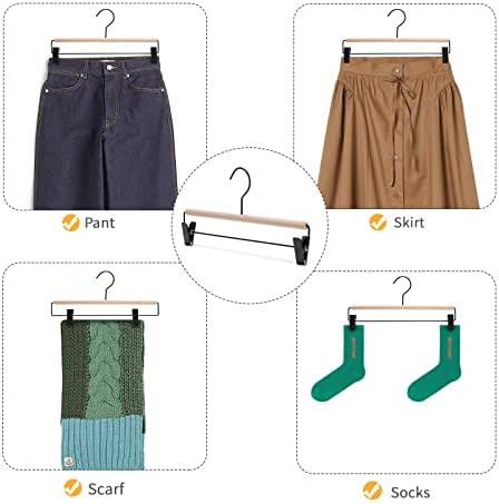Nature Smile Deluxe Kayın Ahşap Pantolon Askıları Alt Askı Kot Pantolon Askısı 2'li Pantolon Etek Askısı-Ayarlanabilir