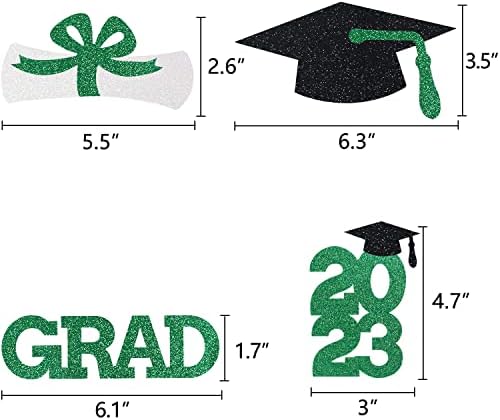 Yeşil Mezuniyet Centerpiece Grad Parti Süslemeleri Glitter Sticks Malzemeleri Sınıfı 16 Parça