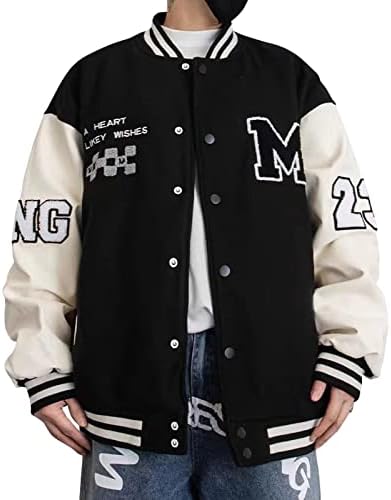 Covisoty Erkek kolej ceketi beyzbol bomber ceket Vintage Unisex Streetwear Mont Patchwork Hipster Programı Üstleri