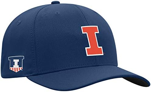 Dünyanın en iyisi NCAA Illinois Illini Mens Reflex NCAA One Fit Şapka Takım Rengi Birincil Simge, Siyah, OSFM