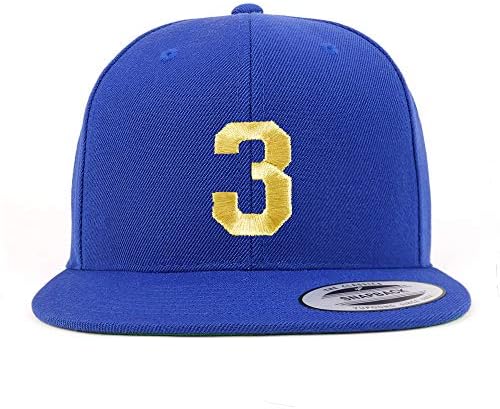 Trendy Giyim Mağazası Numarası 3 Altın iplik Düz Fatura Snapback Beyzbol şapkası