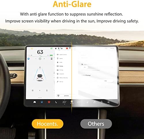 Hocalar. Tesla Model 3/Y ile Uyumlu Silkfeel Cam Ekran Koruyucu, Merkezi Kontrol Dokunmatik Ekranlı Araç Navigasyon