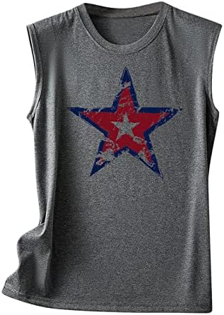 4th Temmuz Tankı Üstleri Kadın Kolsuz O-boyun T Gömlek Amerikan Bayrağı Yıldız Çizgili Kravat Boya Atletik Tunik Tişörtleri